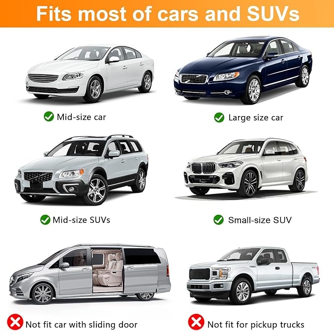 Car Front Side Window Shades,2 Pack Breathable Mesh Car Window Screens Sun Shades Covers for Car Camping,Fit for 95% of Cars