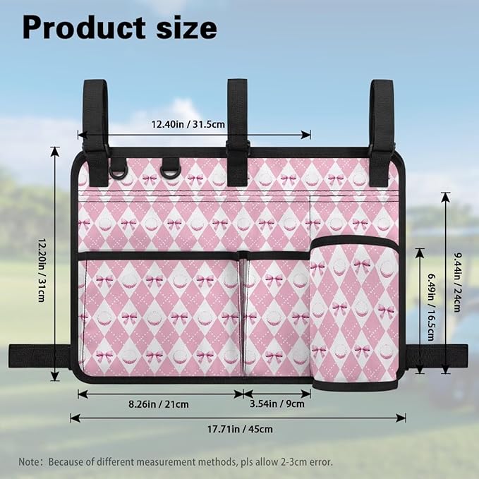 Golf Cart Storage Bag Non-Slip Golf Cart Rear Seat Organizer with 4 Pocket for Ezgo Yamaha Club Car and Other 2-Seat Golfs Carts