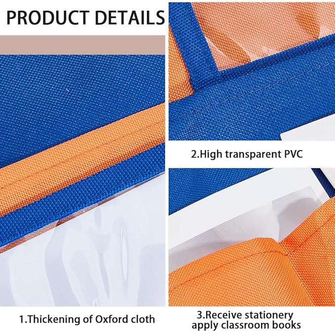 CRASPIRE Classroom Chair Pockets 15.66 x 18.18 inch Orange Chairback Buddy Pocket Chart Desk Buddy Pocket Organizer with Label Slot for School Home Classroom Preschool Daycare