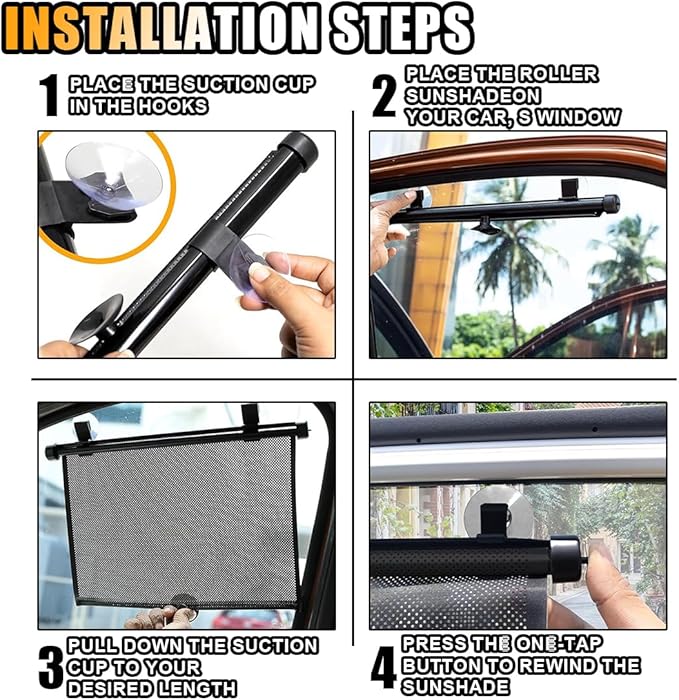 2PCS Car Window Shades for Baby, 20"×20" Retractable Car Shades for Side Window with Suction Cups, Blocks Heat & UV Rays Glare Protection, Baby Auto Accessories for Cars House Office Window (X-Large)