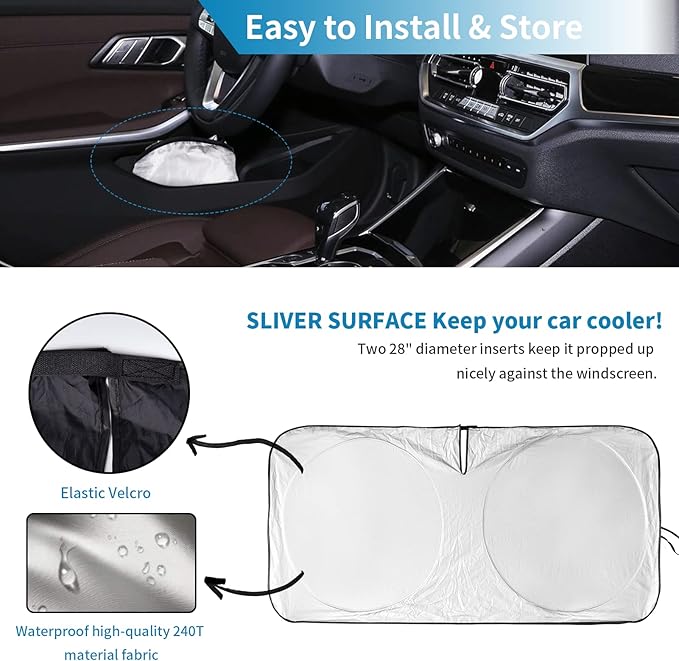 Windshield Sun Shade Foldable Sunshade for 2024 X3 SUV Windshield Cover Custom-fit 2023 2022 2021 2020 2019 2018 BMW X3 UV Relfective Sun Visor Protector