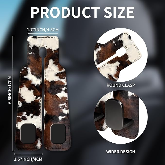 Car Seat Headrest Hook, Universal Leather Cute Hanger Holder Hook, Storage Organizer Interior Accessories for Purse Bags Handbag Luxury Brown Cowhide