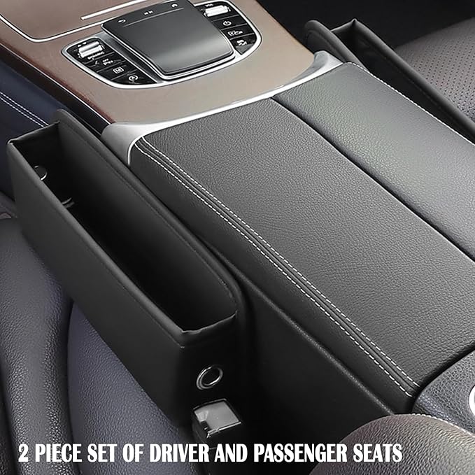 Car Seat Gap Filler 2 pack Car Gap Filler Seat Organizer Front Seat Leather Car Accessories for Women Men, Car Essentials for SUV Truck, Adjustable Seat Gap Filler Organizer (Black 2 pack)