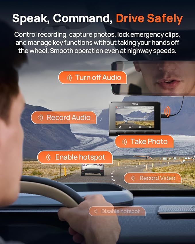 70mai A810S 4K Dual Dash Cam Front & Rear, STARVIS 2 HDR Super Night Vision, AI Motion Detection & 24/7 Parking, Built-in GPS, Wi-Fi & Optional 4G Remote Viewing, ADAS, Loop Recording, Time-Lapse