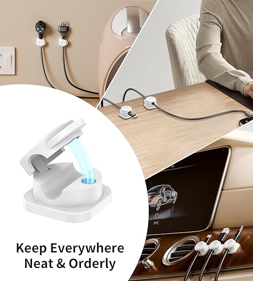 Cord Organizer, Magnetic Cable Clips Cable Management, Cord Management with Enhanced Adhesive, Desk Organizer Office Desk & Computer Accessories for Office Desk Nightstand Wall Car