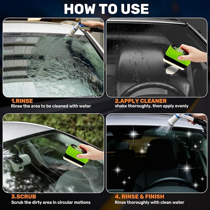 2026 Upgrade Automotive Oil Film Cleaning Brush,2PCS Glass Cleaner for Windshield Oil Film Remover, Car Glass Remover for Windshield Improves Clarity and Visibility