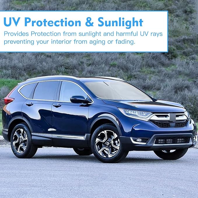 Windshield Sun Shade Front Window Sunshade for 2023 2024 2025 2026 Honda CR-V CRV SUV, LX EX EX-L Sport Hybrid, Touring Accessories Foldable SUV Sun Visor Protector Retractable Shade Blocks UV Rays