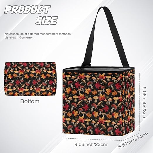 Maple Leaf Mushroom Car Trash Can Cute Leakproof Car Garbage Bag Hanging Trash Bin Automotive Garbage Cans for Back/Front Seat/Console Fall Decor Car Accessories