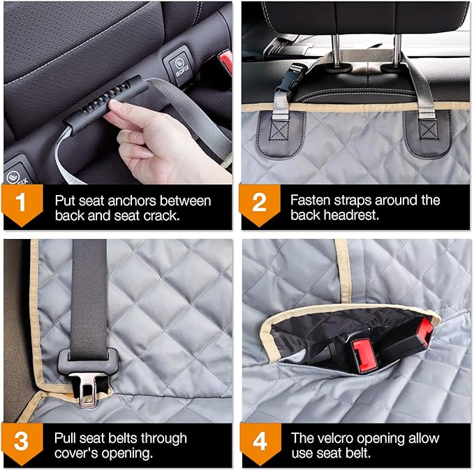 iBuddy Car Seat Cover Waterproof Back Seat Cover for Kids and Dogs Without Smell Heavy Duty and Nonslip Rear Seat Protector Non Stick Fur Bench Seat Cover for SUV Van Easy to Install Machine Washable