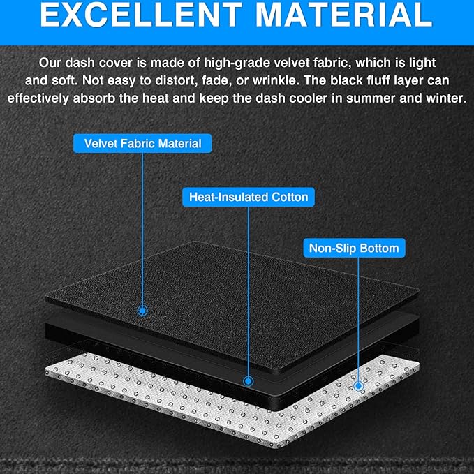 Autorder Dashboard Cover Mat for 2023 2024 2025 2026 Chevy/Chevrolet Colorado Accessories Dash Cover Upgrade Velvet Dash Mat Sunshade Glare UV Rays Protector