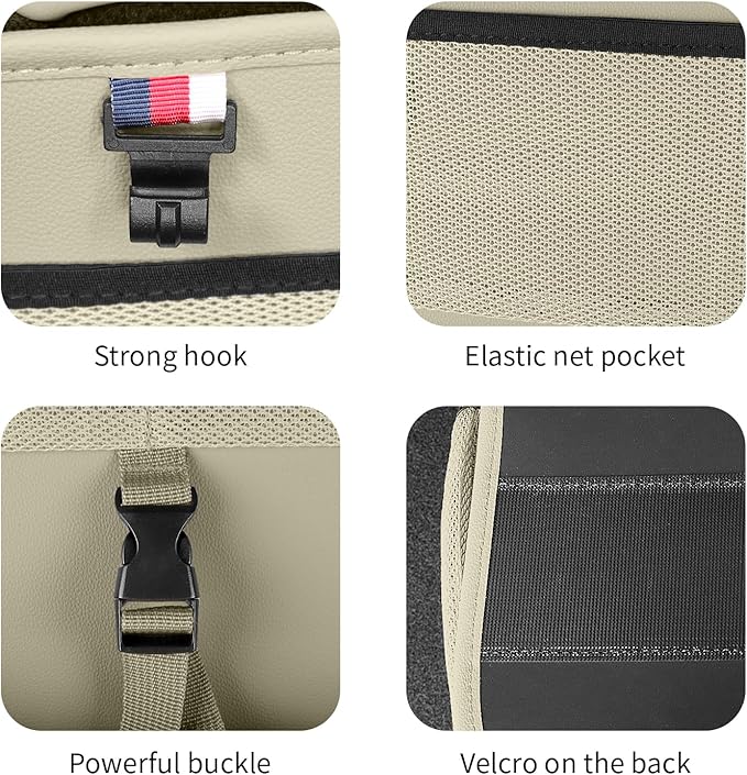 Car Seat Organizer for the Front or Back Seat or Trunk, Multi-Use Car Interior Storage bag, Fit for SUV/MPV/Truck,Premium Waterproof Faux Leather (1, Beige)