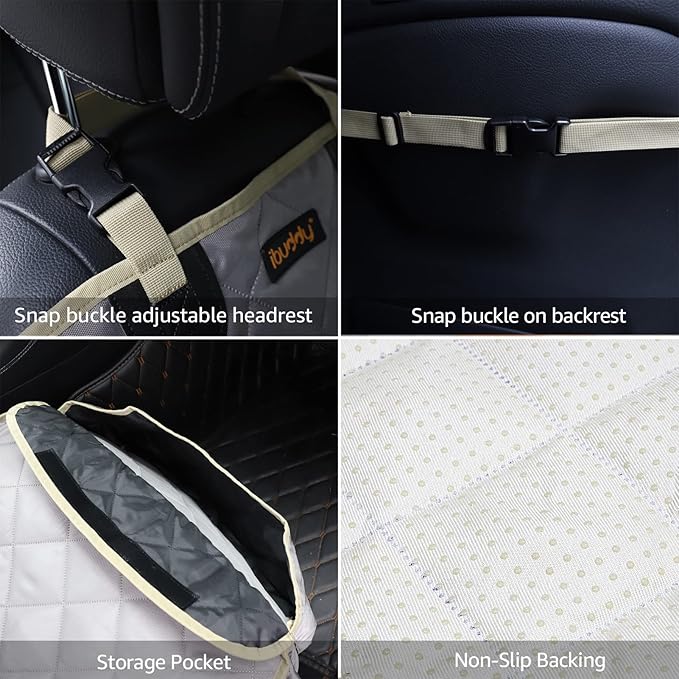 iBuddy Dog Seat Cover for Front Seat Waterproof Front Seat Cover Protects Seats from Hair, Dirt, and Liquid Messes Scratch Proof Nonslip Bucket Seat Cover for Pet of Cars,Trucks and SUVs