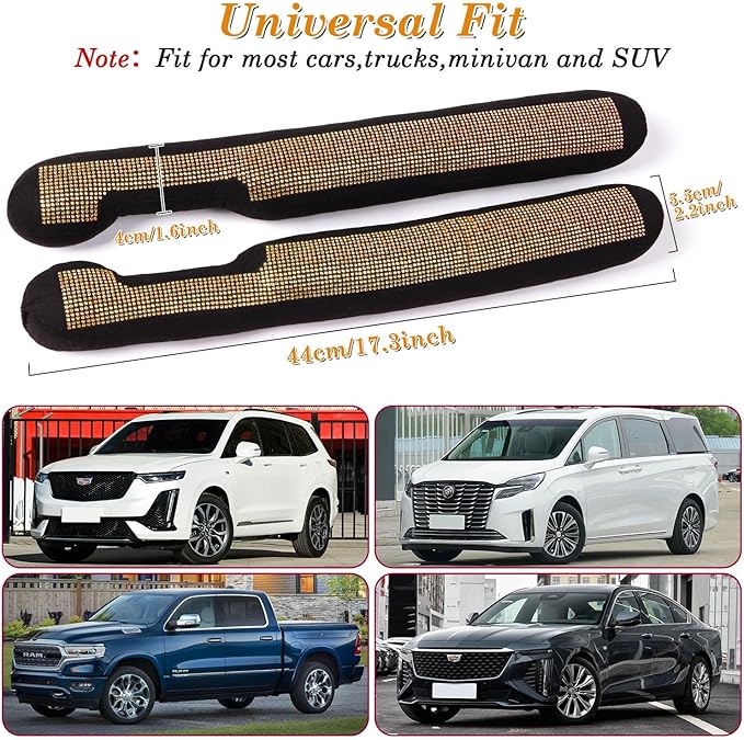 ToBeQueen Beige Seat Gap Filler, Handmade Crystal Diamond Rhinestone Champagne Bling Car Accessories for Women, Universal Fit for Car SUV Truck(Champagne)