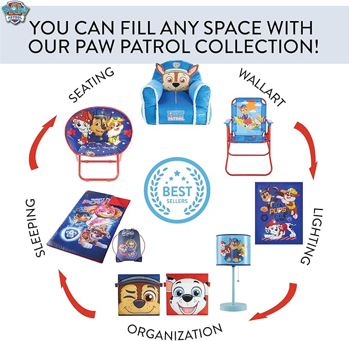Nickelodeon Paw Patrol Chase, Marshall and Skye Collapsible Children’s Storage Trunk, Durable with Lid