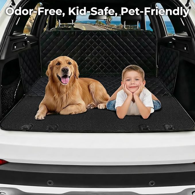 KITPLUS Dog Car Seat Cover for Pets Waterproof Seat Cover Hammock Nonslip Durable 600D Heavy Duty Scratch Proof Soft Back Seat Covers for Cars Trucks and SUVs, Black