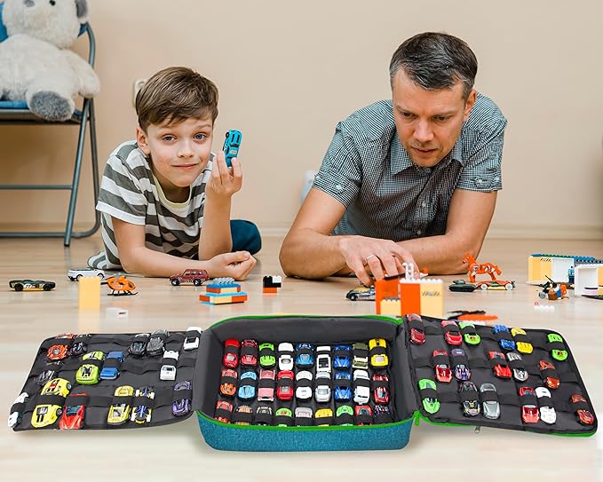 KISLANE Car Storage Backpack Organizer with Elastic Slots – Portable Backpack Carrying Case for 1:64 Scale Cars, Hands-Free Travel Storage Bag for Collection and Organization