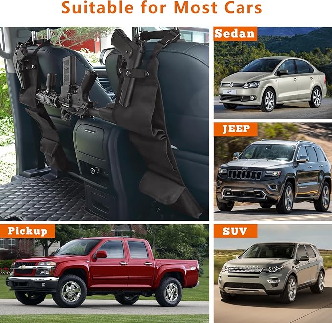 DEYACE 2PCS Automotive Gun Racks, Truck Front Seat Gun Organizer for Hunting Accessories, Gun Holder for Truck with Storage Pockets