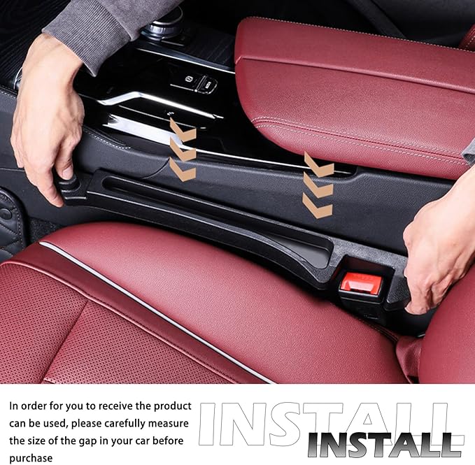 2PCS Upgraded Car Seat Gap Filler Organizer,Versatile Car Gap Filler Organizer with Hooks & Storage Slots Design,Soft Cars Seat Gaps Fillers Strip Cars Accessories Interior