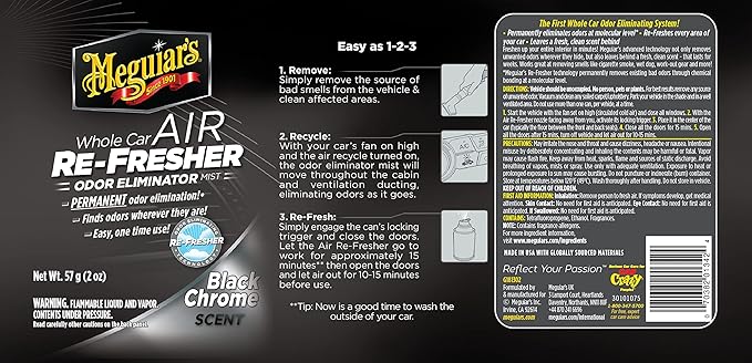Meguiar's Air Re-Fresher, Black Chrome scent, 2 oz (Pack of 3)