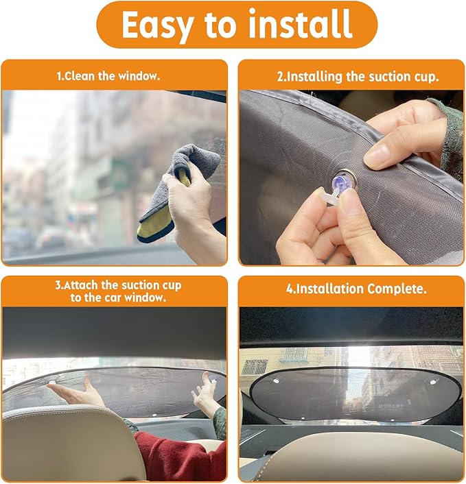 2026 New Upgrade Car Shades for Back Windows Baby 43.3"x23.6"(1 Pack),Rear Window Sun Shade,Car Window Shades Can Blocks 99.98% UVR,Sun Shade Windshield,Glare Shield Protection