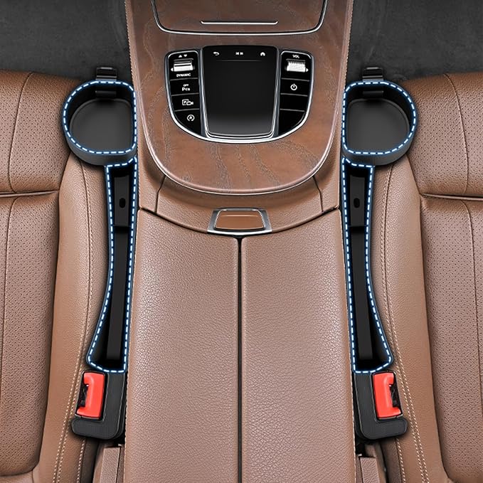 2026 Upgraded Car Seat Gap Filler with Holder and Hook, Car Seat Accessories Interior, Car Seat Gap Plug with Storage Slot, Car Organizer Fit Sedan SUV Truck, Black