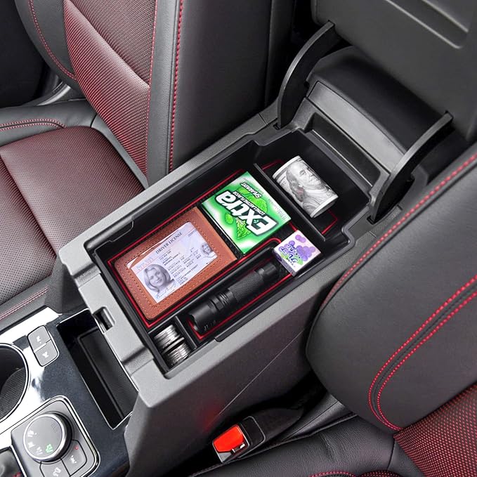 RUNROAD Upgraded Center Console Organizer Tray Compatible with Chevy Blazer 2026 2025 2024 2023 2022 2021 2020 2019 Accessories, ABS Materials Secondary Storage Box Insert Armrest Console Tray, Red