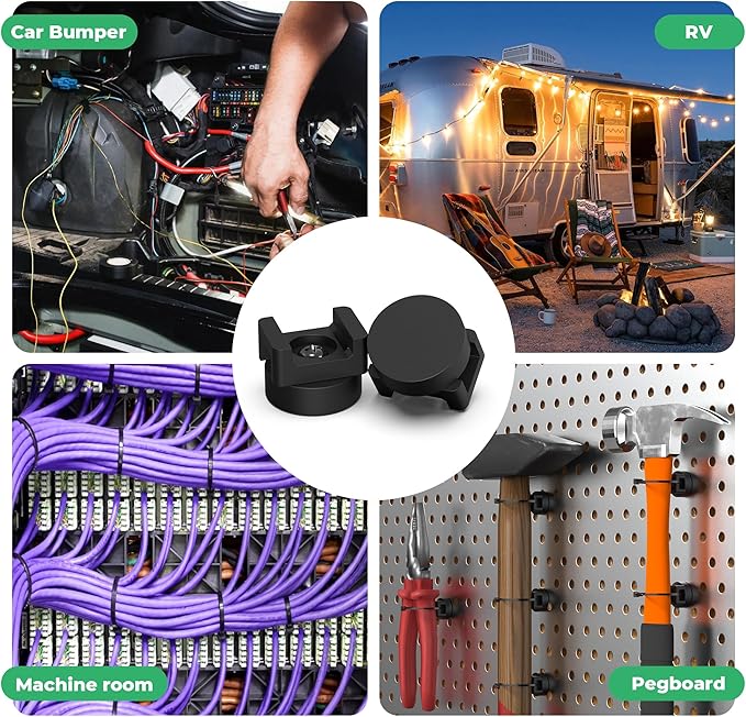 Magnetic Zip Tie Mount with 200pcs Nylon Zip Ties 25LBS Magnetic Wire Holder Multipurpose Magnet Zip Tie Mount, Waterproof Magnet Cable Tie Holders for Automotive Electrical Wiring Management