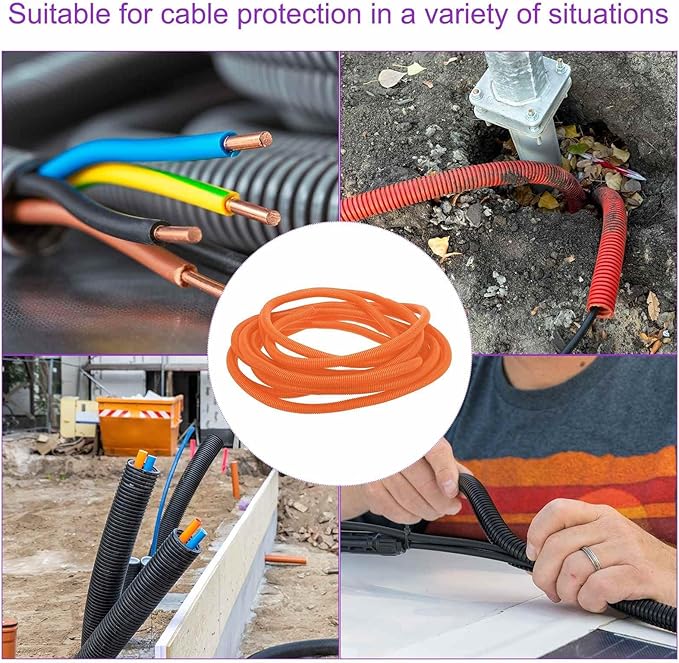 DMiotech 50ft Wire Loom Split Tubing 1 Inch(25.4mm) ID, Cord Protectors from Pet Flexible Conduit Cable Management for Office Home Garden, Orange