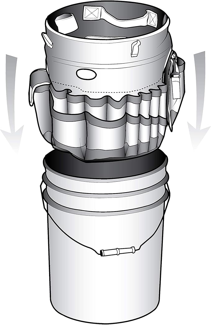 Bucket Boss Auto Boss Wash Boss Organizer for a 5 Gallon Bucket, with Fast-Drying, Exterior Mesh Pockets for Car Supplies, Allowing for Soap and Water in the Bucket, in Black, AB30060