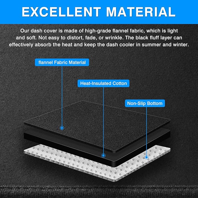 Autorder Dashboard Cover Mat for Chrysler 300 300C 2005-2010 Accessories Dash Cover Upgrade Flannel Dash Mat Sunshade Glare UV Rays Protector