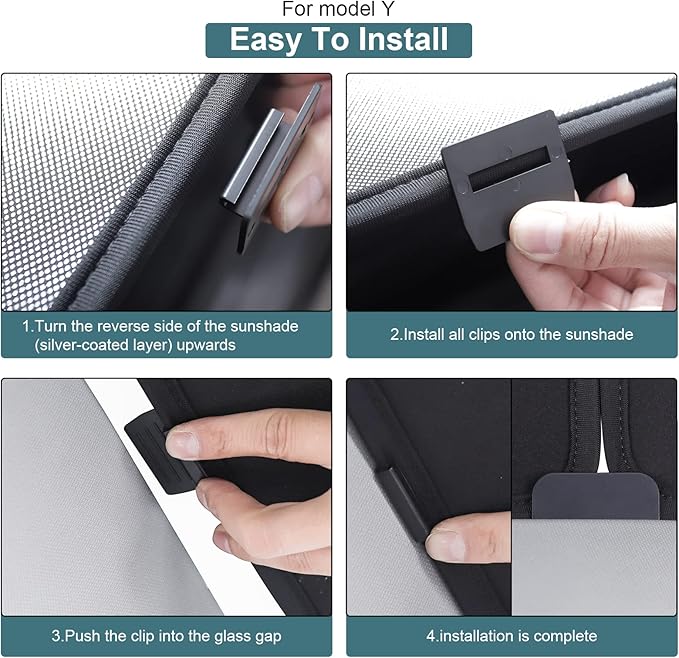 Non-Sag Roof Sunshades for Tesla Model Y 2025, Upgraded Foldable Sunroof Shade Sunshade Roof Sun Shade for Tesla Model Y Accessories 2021-2025 (Not fit 2025-2026 Juniper)
