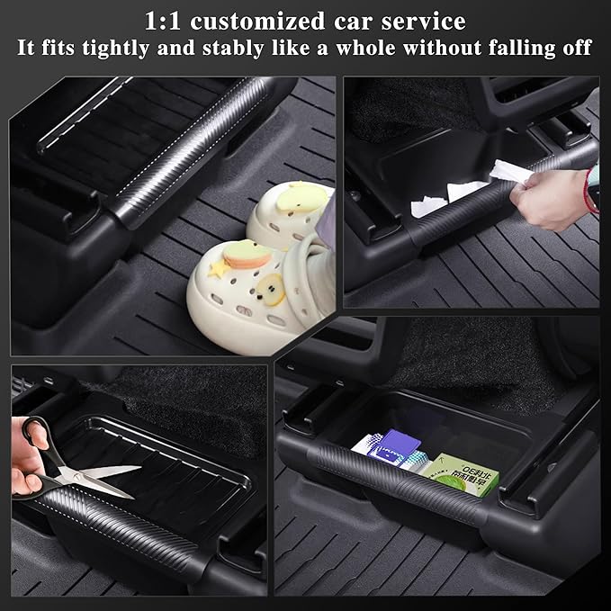 Rear Center Console Floor Storage Box for Tesla Model Y Juniper 2025 2026 Storage or Organizer 2nd Row Center Console Rubbish Bin Can TPE Material