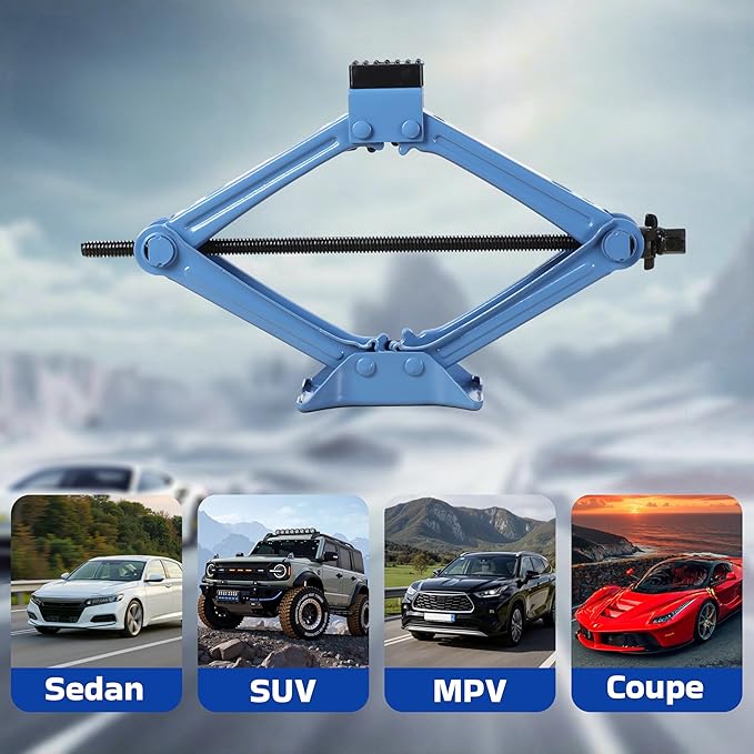 LARBANKE Car Jack Kit, 2.5 Ton (5511lbs), 16.5'' Portable Non-Slip Scissor Lift Jacks, Car Jack 8 Piece Set with Ratchet and Tire Replacement Kit for Sedan, MPV, SUV