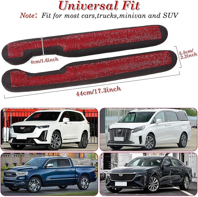 ToBeQueen Car Seat Gap Filler Red Bling Car Accessories for Women Universal Fit for Car Truck SUV, 2 Pack Handmade Crystal Rhinestone Diamond Bling Gap Filler(Red)