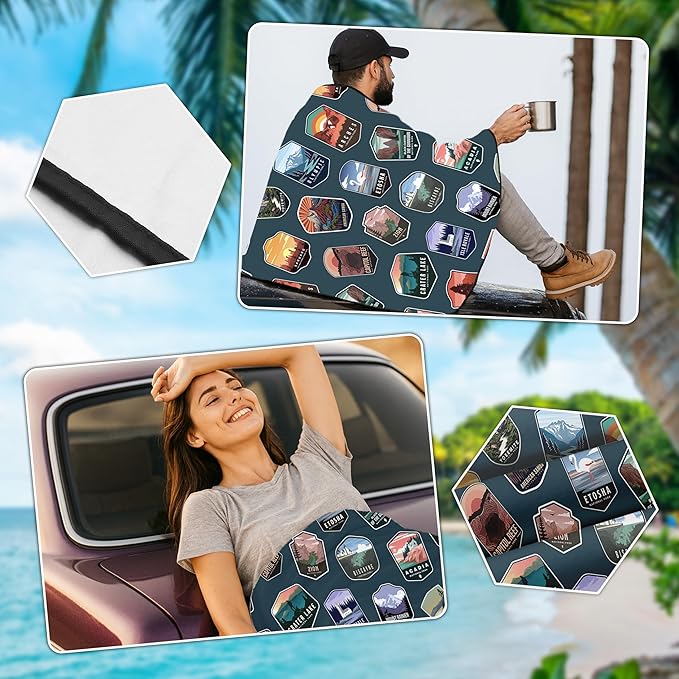 Car Seat Towel Cover After Gym, Car Seat Cover Towel – Sweatproof, Washable, Non-Slip Cover for Cars, SUVs (2 Pack, National Parks)