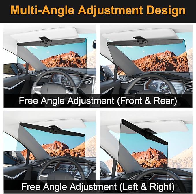 Veharvim Sun Visor Extender for Cars, Polarized Car Visor Extender Sun Blocker UV400, Adjustable Visor Extension, Clip on Sun Visor for Car, Universal, Glare, UV Protector