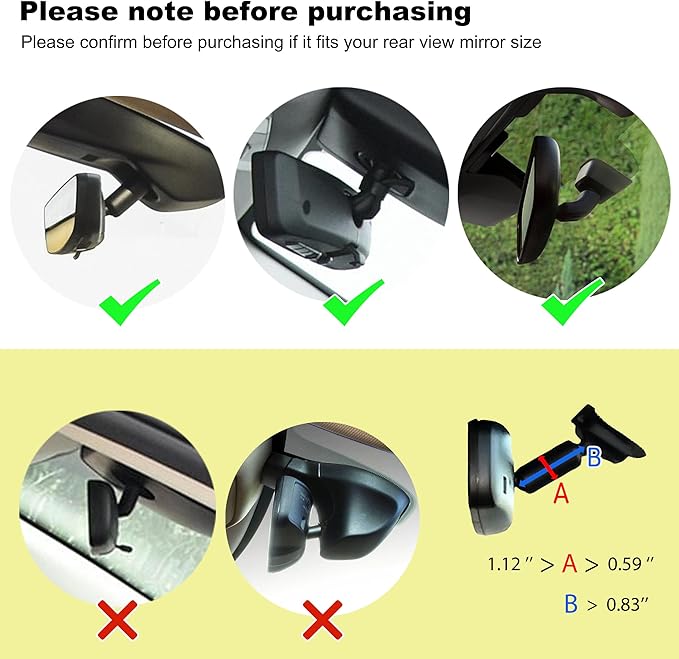 Quyee Phone Holder Car, Rear View Mirror Phone Holder - Aluminum Alloy Mount Multi-Angle Adjustment Rotatable and Retractable Compatible with All 4-7 Inch iPhone and Android Cell Phones