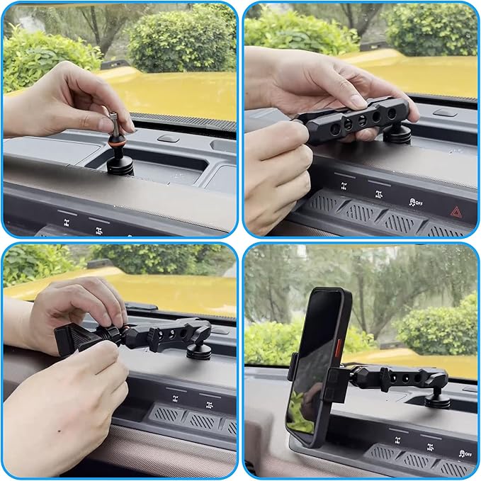 sukemichi Phone Mount for Bronco, Dash Cell Phone Holder Dashboard Phone Holder Mount for Ford Bronco Accessories 2021 2022 2023 2024 2025 2026 2 Door 4 Door, Black, Update Material