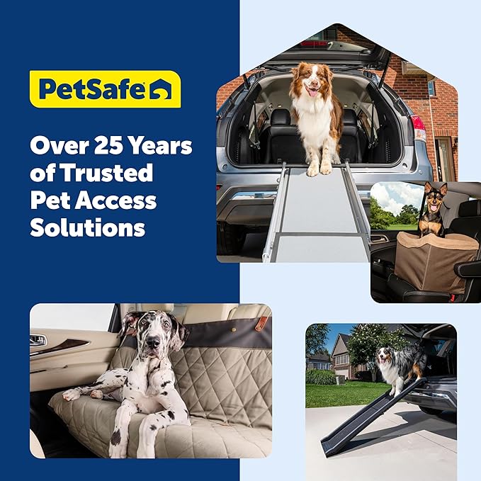 PetSafe Happy Ride Booster Seat for Dogs - Open Road Comfort - Safe Tether System - Zipper Pouch Dog Seat - Machine Washable Fleece Liner - Easy Install Design - Brown - Up to 12 lb