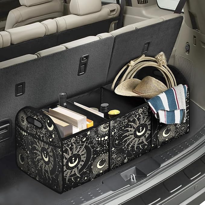 Sun Moon Stars Collapsible Trunk Organizer Automotive Storage Car Multicompartment Large Capacity