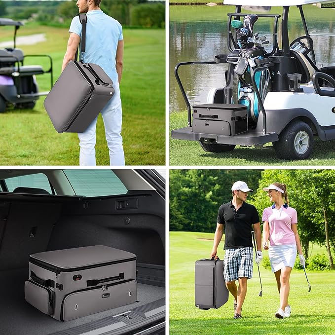 Mogplof Extra Large 2 Layer Golf Trunk Organizer, Golf Gifts for Men Golfers, 20"x 14"x 10" Water-Resistant Car Durable Golf Organizer for 2 Pair Shoes, Balls, Tees, Clothes, Gloves, Accessories