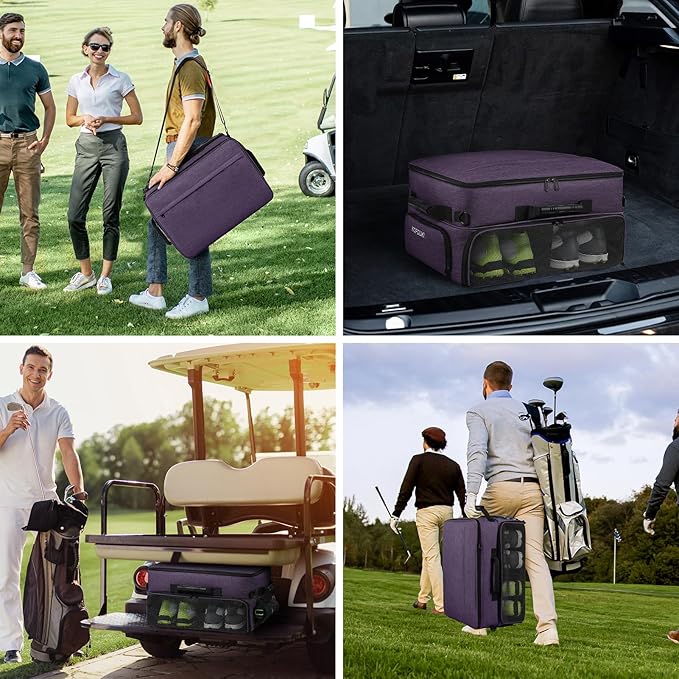 Extra Large Golf Trunk Organizer, Golf Gifts for Men Golfers, 20"x 14"x 10" 2 Layer Golf Trunk Organizer for Car, Water-resistant with Ventilated Compartment for 2 Pair Shoes and More Golf Accessories