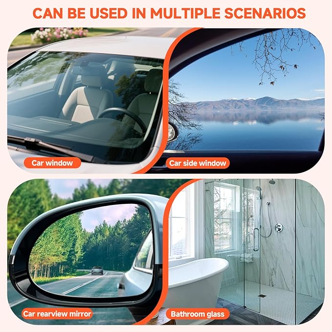 Car Windshield Cleaner with Glass Emulsion – 2pcs Oil Film Remover for Car Windows, Removes Grease, Stains & Haze for Crystal Clear Vision, Lightweight & Easy Grip Design