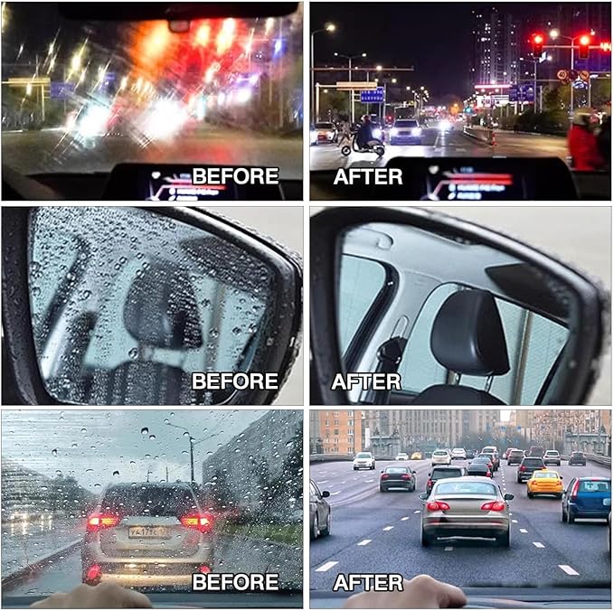 2PCS Glass Oil Film Remover for Car,100ml Roll-On Glass Compound with Cleaning Board, Removes Oil Film & Smudges,Automotive Oil Film Cleaning Brush for Car Windows