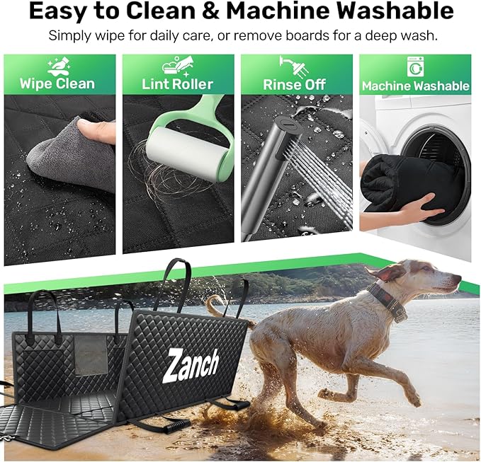 Zanch Heavy-Duty Dog Truck Seat Cover, Flat Solid Back Seat Extender for Multi Large Dogs, Hard-Base Supports 450 lb, Waterproof Hammock Protector, XL for Full-Size Crew Cab Trucks & SUVs, Orange
