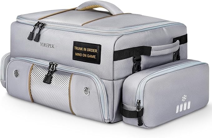 YOREPEK Upgraded Golf Trunk Organizer, Golf Gifts for Men, with Removable Insulated Pouch&Dust-Proof Protective Layer, Multi-Compartment fits 2 Pairs of Shoes, Golf Accessories