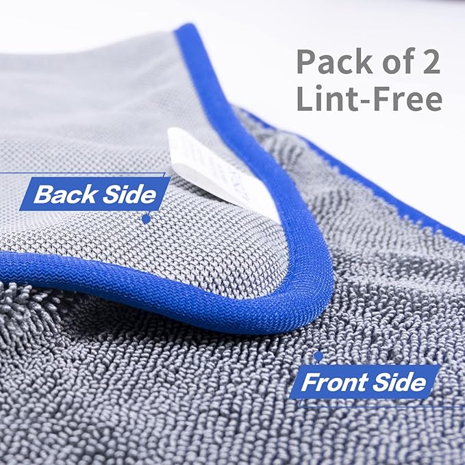 SHSCLY Professional Car Drying Towel – 2-Pack XL Microfiber Towels for Cars, Trucks & SUVs, No Drag, Paint-Safe, Controlled Streak-Free Drying, Lightweight Feel When Wet, Soft & Absorbent, 29" × 33"