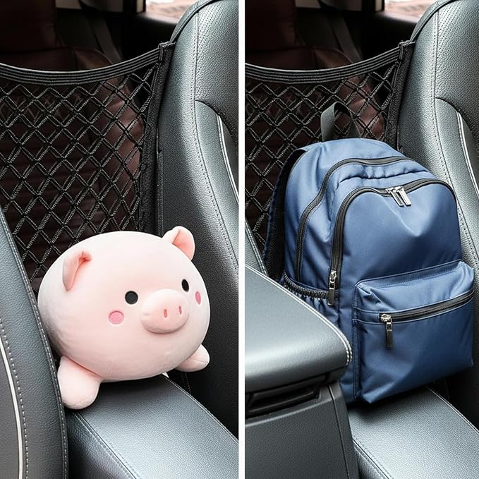 Nogeqi Dog Net for Car Safety Divider, Dog Car Barrier with Cars Mesh Organizer, Cars Accessories Easy Install for SUV Stretchable for Makes Trips Easier, 2 Layer