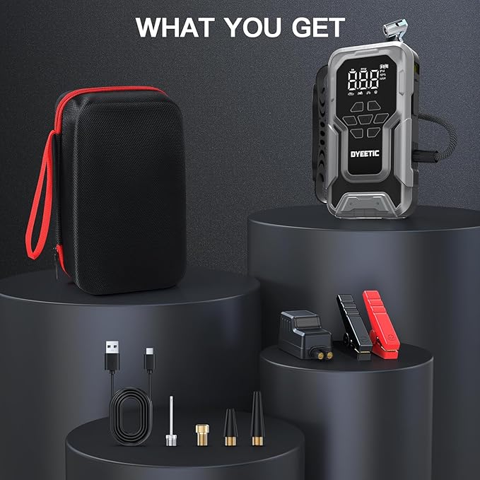 7000A Car Jump Starter with Air Compressor,150PSI Car Battery Jump Starter with Tire Inflator,12V Pack Jump Box with Large Digital Display, 21800mAh Power Bank,Smart Jumper Cable