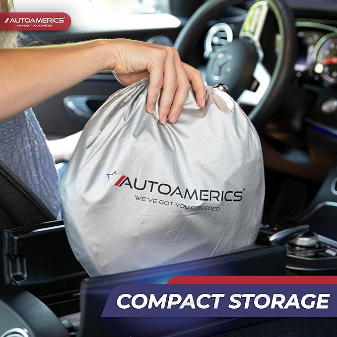 Autoamerics Truck Windshield Sun Shade with Storage Pouch & Anti-Slip Dash Pad - Foldable B&W Camo USA Flag Design - Fits Most SUVs & Trucks - Blocks UV Rays and Keeps Car Cool | XL (66 x 36 inches)